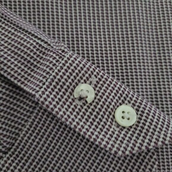 HUGO by Hugo Boss Dress Shirt 17.5 Regular Fit Two Ply Purple Houndstooth 44 EU - Picture 6 of 12